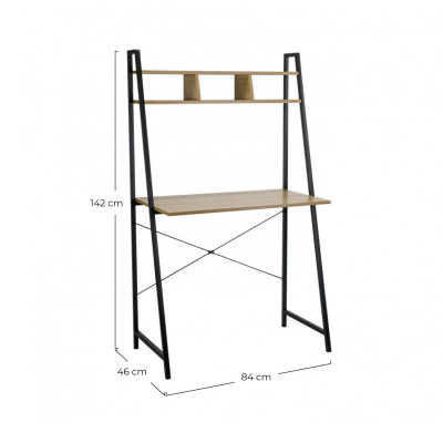 Escritorio Metálico con Estantería Organizadora de Madera Oyam 142x84x46cm 7house Escritorios 6