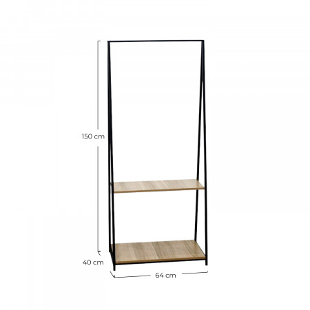 Perchero de Barra Metálico Triangular con 2 Baldas Osto 150x64x40cm 7house Percheros y Zapateros 4