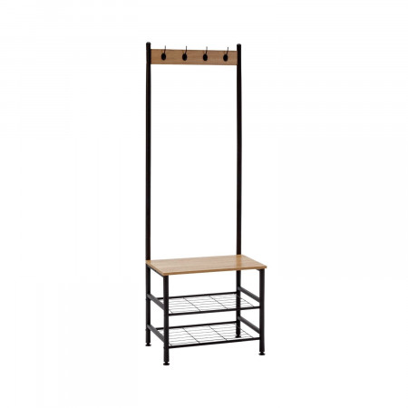 Perchero Metálico con 4 Colgadores y 3 Baldas de Madera Viem 175x60x40cm 7house Percheros y Zapateros 1
