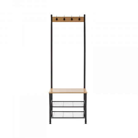 Perchero Metálico con 4 Colgadores y 3 Baldas de Madera Viem 175x60x40cm 7house Percheros y Zapateros 2 Perchero Metálico con 4 Colgadores y 3 Baldas de Madera Viem 175x60x40cm 7house Percheros y Zapateros 2