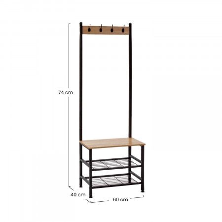 Perchero Metálico con 4 Colgadores y 3 Baldas de Madera Viem 175x60x40cm 7house Percheros y Zapateros 6 Perchero Metálico con 4 Colgadores y 3 Baldas de Madera Viem 175x60x40cm 7house Percheros y Zapateros 6