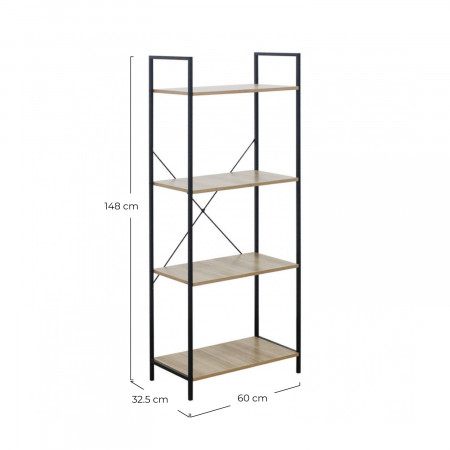 Estantería Metálica con 4 Baldas de Madera Orer 148x60x32,5cm 7house Estanterías 5 Estantería Metálica con 4 Baldas de Madera Orer 148x60x32,5cm 7house Estanterías 5