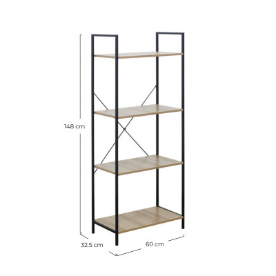 Estantería Metálica con 4 Baldas de Madera Orer 148x60x32,5cm 7house Estanterías 5