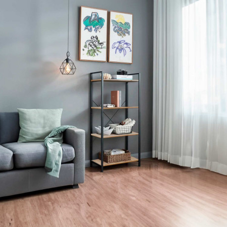 Estantería Metálica con 4 Baldas de Madera Orer 148x60x32,5cm 7house Estanterías 6 Estantería Metálica con 4 Baldas de Madera Orer 148x60x32,5cm 7house Estanterías 6