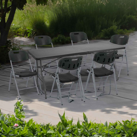 Conjunto Plegable Mesa 180cm y 6 Sillas con Asa Catering 7house Conjuntos para Jardín 12 Conjunto Plegable Mesa 180cm y 6 Sillas con Asa Catering 7house Conjuntos para Jardín 12