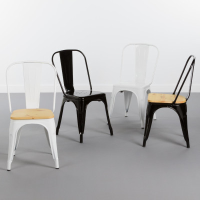 Silla Industrial Strong con Asiento de Madera 45x54x85cm Thinia Home Sillas de Comedor 6