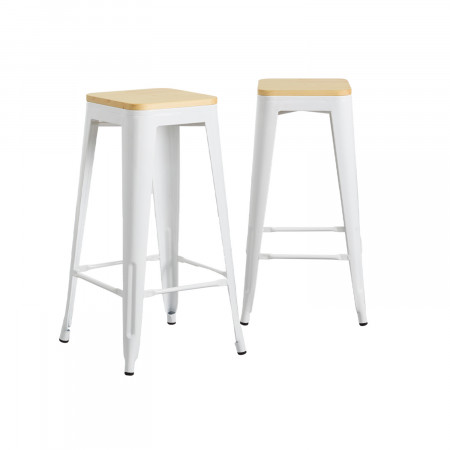 Pack 2 Taburetes Industriales Strong con Asiento de Madera 43x43x77cm Thinia Home Packs de Taburetes 1