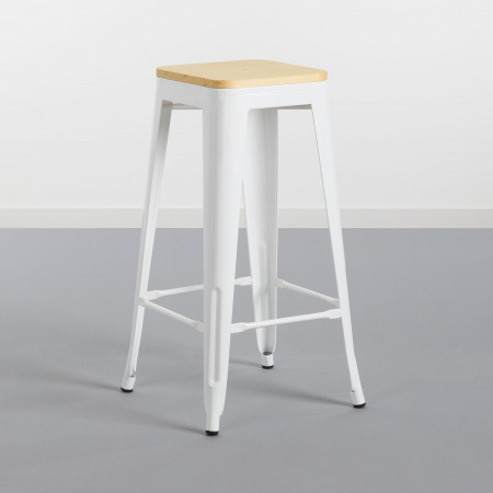 Pack 2 Taburetes Industriales Strong con Asiento de Madera 43x43x77cm Thinia Home Packs de Taburetes 2