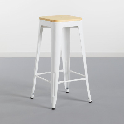 Pack 2 Taburetes Industriales Strong con Asiento de Madera 43x43x77cm Thinia Home Packs de Taburetes 2