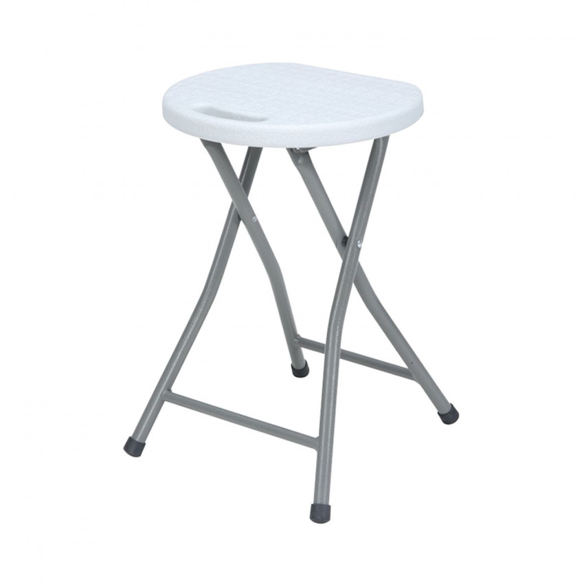 Taburete Plegable de Resina y Acero 31x45cm Blanco 7house Taburetes 1 Taburete Plegable de Resina y Acero 31x45cm Blanco 7house Taburetes 1