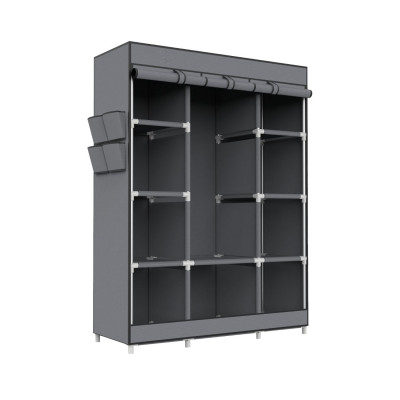 Roupeiro de tecido triplo com gancho e argola Branco/Cinzento 128x45x169cm 7house Roupeiros 2