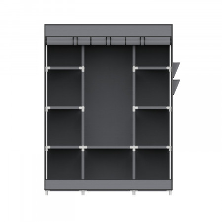 Armario Ropero de Tela Triple con Gancho y Bucle Blanco/Gris 128x45x169cm 7house Armarios 3