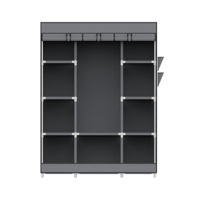Armario Ropero de Tela Triple con Gancho y Bucle Blanco/Gris 128x45x169cm 7house Armarios 3