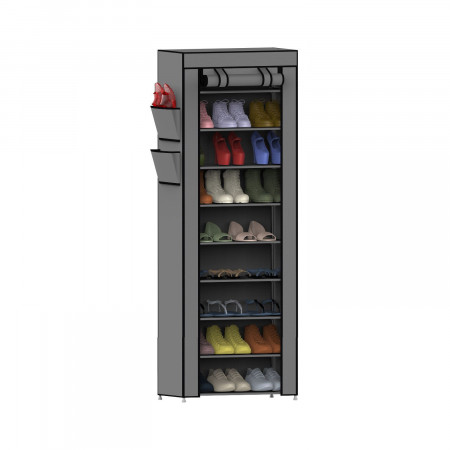 Organizador de Zapatos con 9 Baldas Blanco/Gris 58x28x158cm 7house Dormitorio 1