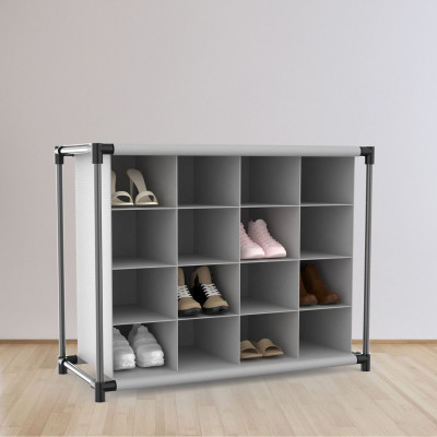 Organizador de Zapatos con 4 Baldas y 16 Compartimentos Negro/Gris 87,3x36,5x64,4cm 7house Dormitorio 5