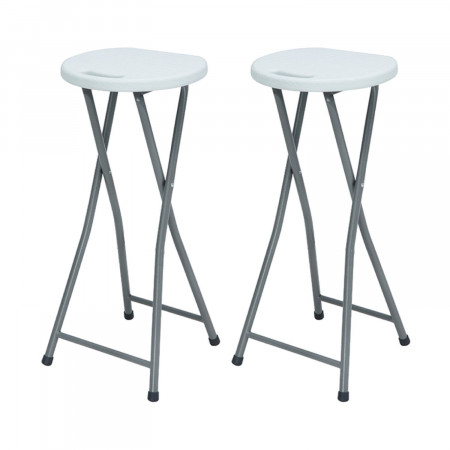 Pack 2 Taburetes Plegables Alto Blanco 30x76cm 7house Taburetes 1