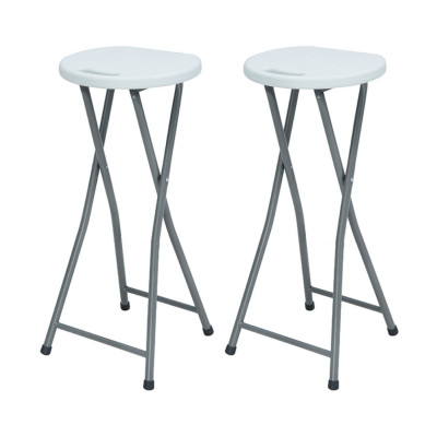 Pack 2 Taburetes Plegables Alto Blanco 30x76cm 7house Taburetes 1