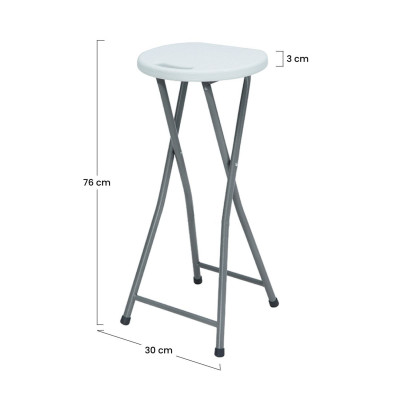 Pack 2 Taburetes Plegables Alto Blanco 30x76cm 7house Taburetes 6