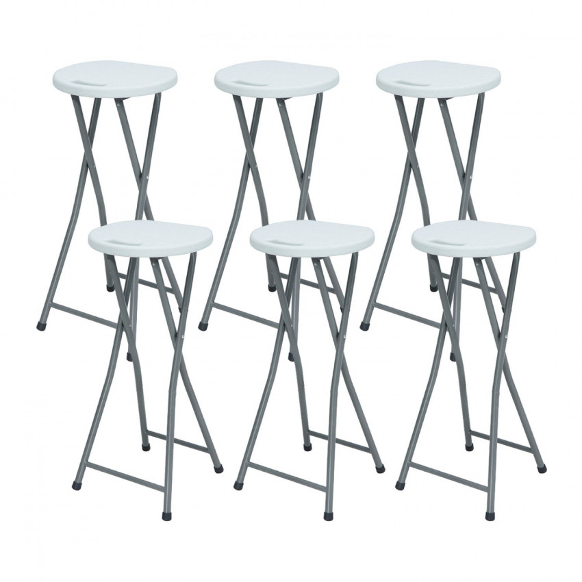Pack 6 Taburetes Plegables Alto Blanco 30x76cm 7house Taburetes 1 Pack 6 Taburetes Plegables Alto Blanco 30x76cm 7house Taburetes 1