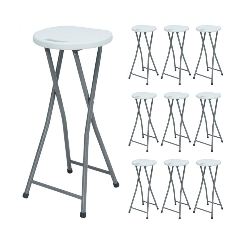 Pack 10 Taburetes Plegables Alto Blanco 30x76cm 7house Taburetes 1 Pack 10 Taburetes Plegables Alto Blanco 30x76cm 7house Taburetes 1