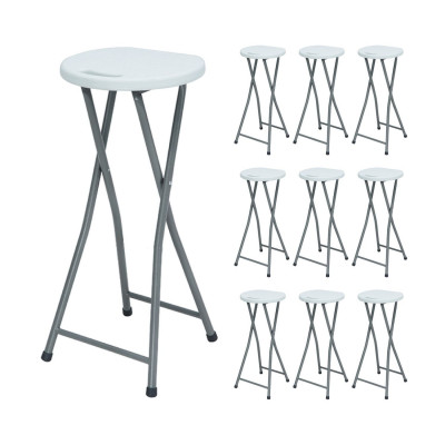 Pack 10 Taburetes Plegables Alto Blanco 30x76cm 7house Taburetes 1
