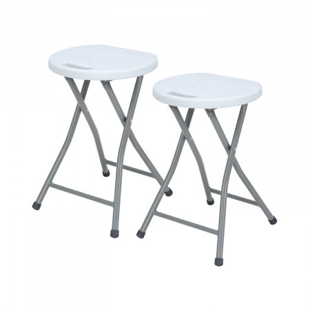 Pack 2 Taburetes Plegables de Resina y Acero 31x45cm Blancos 7house Taburetes 1