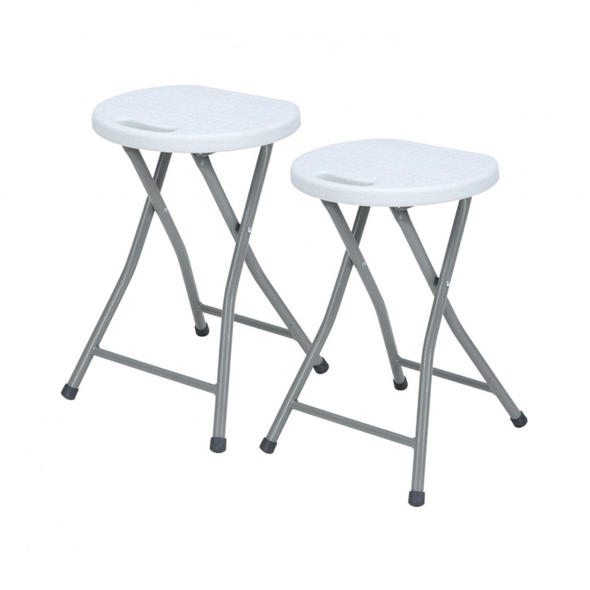 Pack 2 Taburetes Plegables de Resina y Acero 31x45cm Blancos 7house Taburetes 1 Pack 2 Taburetes Plegables de Resina y Acero 31x45cm Blancos 7house Taburetes 1