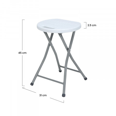 Pack 2 Taburetes Plegables de Resina y Acero 31x45cm Blancos 7house Taburetes 6 Pack 2 Taburetes Plegables de Resina y Acero 31x45cm Blancos 7house Taburetes 6