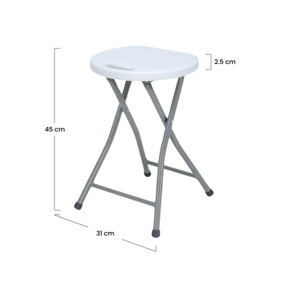 Pack 2 Taburetes Plegables de Resina y Acero 31x45cm Blancos 7house Taburetes 6