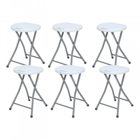 Pack 6 Taburetes Plegables de Resina y Acero 31x45cm Blancos 7house Taburetes 1
