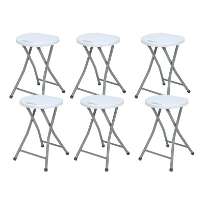 Pack 6 Taburetes Plegables de Resina y Acero 31x45cm Blancos 7house Taburetes 1