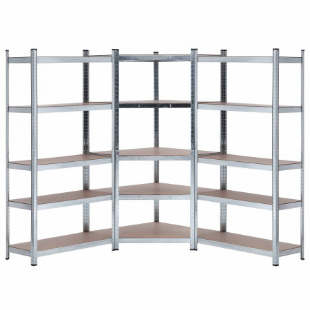 Pack 2 estantes modulares e 1 prateleira de canto 5 prateleiras reguláveis Thinia Home Estantes 1