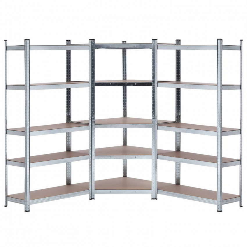 Pack 2 estantes modulares e 1 prateleira de canto 5 prateleiras reguláveis Thinia Home Estantes 1