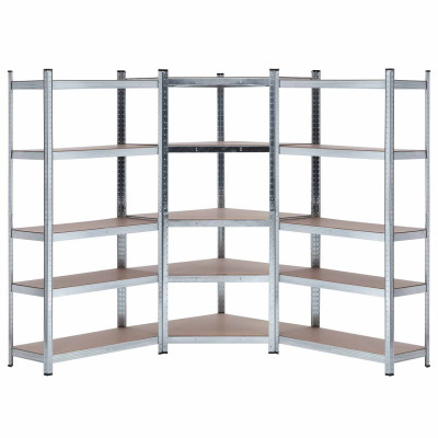 Pack 2 estantes modulares e 1 prateleira de canto 5 prateleiras reguláveis Thinia Home Estantes 1