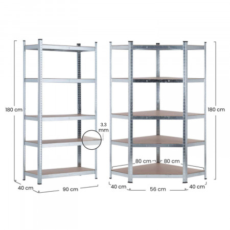 Pack 2 Estanterías Modulares y 1 Estantería Esquinera 5 Baldas Ajustables Thinia Home Estanterías 6 Pack 2 Estanterías Modulares y 1 Estantería Esquinera 5 Baldas Ajustables Thinia Home Estanterías 6