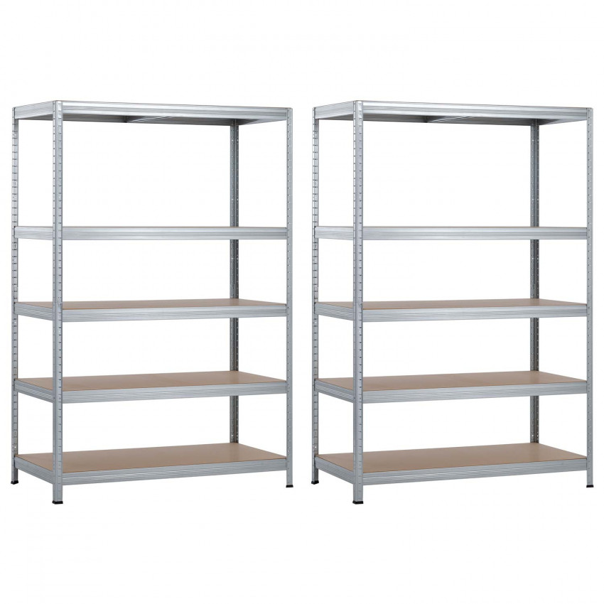 Pack 2 Estanterías Modulares con 5 Baldas Ajustables 180x120x60cm 1250Kg Thinia Home Estanterías 1 Pack 2 Estanterías Modulares con 5 Baldas Ajustables 180x120x60cm 1250Kg Thinia Home Estanterías 1