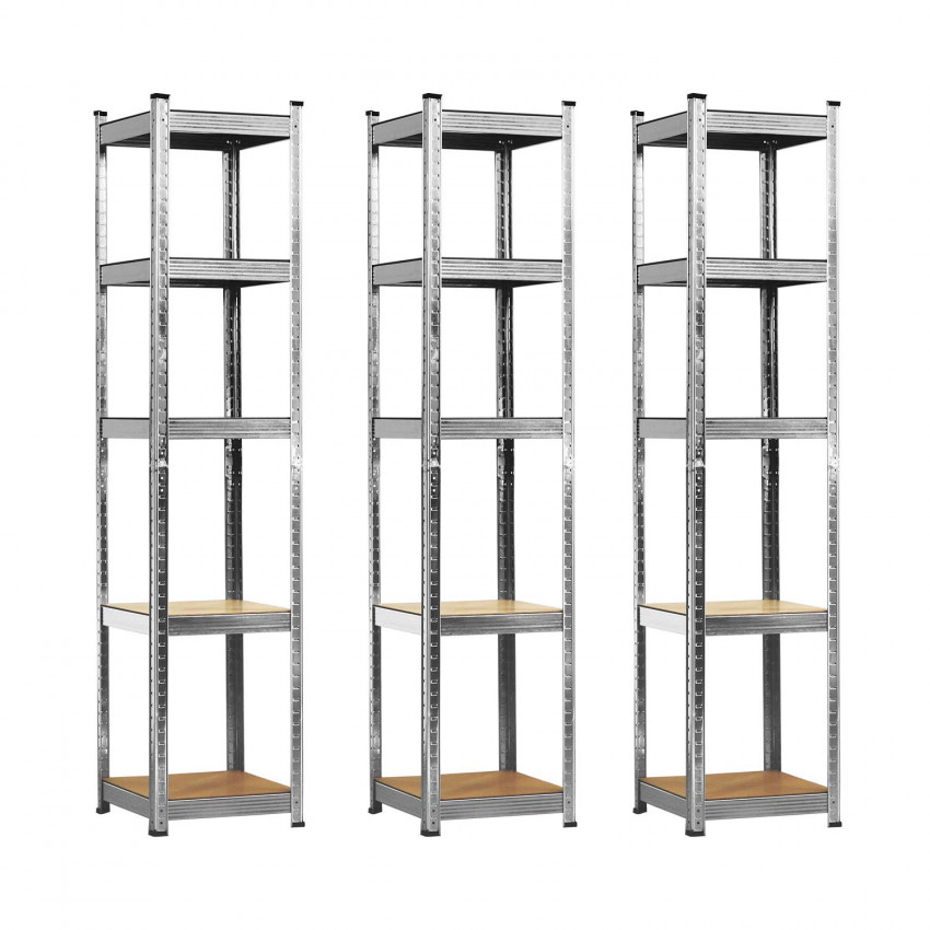 Pack 3 Estanterías Modulares con 5 Baldas Ajustables 180x40x40cm 175Kg Thinia Home Estanterías 1 Pack 3 Estanterías Modulares con 5 Baldas Ajustables 180x40x40cm 175Kg Thinia Home Estanterías 1