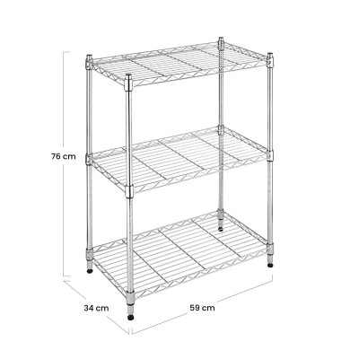 Estantería Metálica con 3 Baldas Ajustables 76.2x58.9x34cm 240Kg Thinia Home Estanterías 5