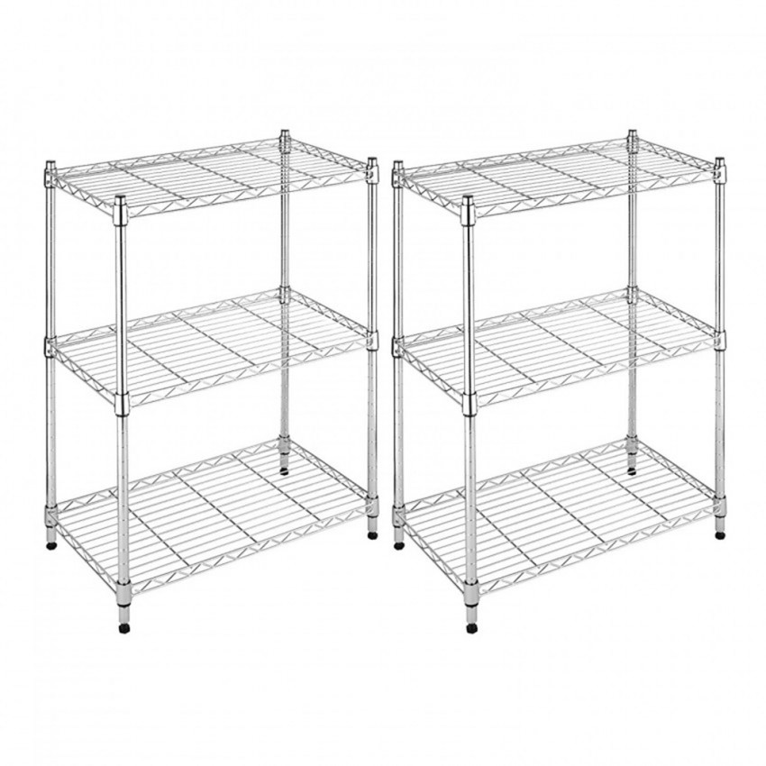 Pack 2 Estanterías Metálicas con 3 Baldas Ajustables 76.2x58.9x34cm 240Kg Thinia Home Estanterías 1 Pack 2 Estanterías Metálicas con 3 Baldas Ajustables 76.2x58.9x34cm 240Kg Thinia Home Estanterías 1