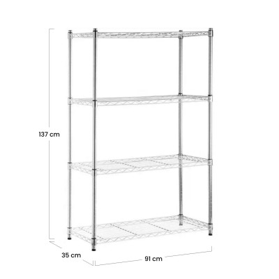 Estantería Metálica con 4 Baldas Ajustables 137x91.4x35.5cm 320Kg Thinia Home Estanterías 5