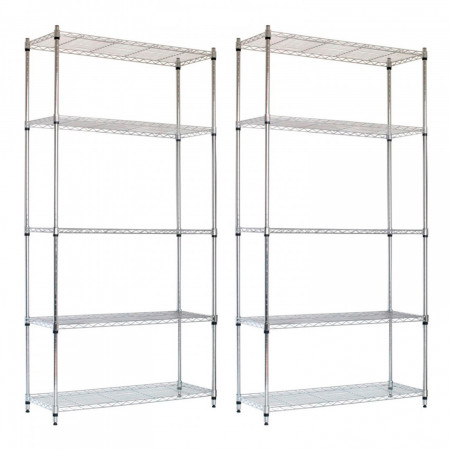 Pack 2 Estanterías Metálicas con 5 Baldas Ajustables 182.8x91.4x35.5cm 400Kg Thinia Home Estanterías 1