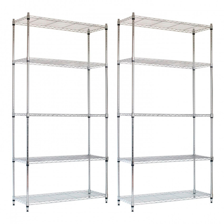 Pack 2 Estanterías Metálicas con 5 Baldas Ajustables 182.8x91.4x35.5cm 400Kg Thinia Home Estanterías 1 Pack 2 Estanterías Metálicas con 5 Baldas Ajustables 182.8x91.4x35.5cm 400Kg Thinia Home Estanterías 1
