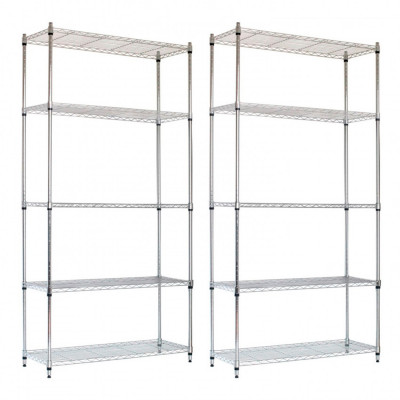 Pack 2 Estanterías Metálicas con 5 Baldas Ajustables 182.8x91.4x35.5cm 400Kg Thinia Home Estanterías 1