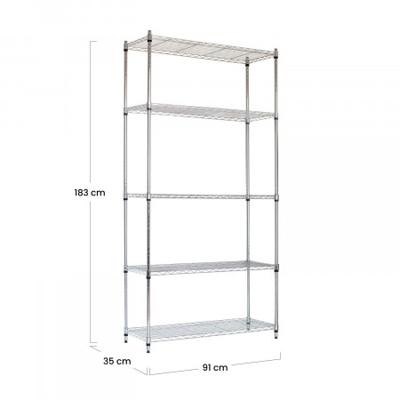 Pack 2 Estanterías Metálicas con 5 Baldas Ajustables 182.8x91.4x35.5cm 400Kg Thinia Home Estanterías 5 Pack 2 Estanterías Metálicas con 5 Baldas Ajustables 182.8x91.4x35.5cm 400Kg Thinia Home Estanterías 5