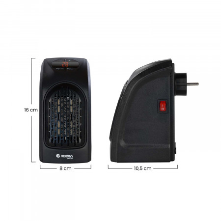 Mini Calefactor de Enchufe a Pared 400W Negro Thinia Home Calefactores Eléctricos 6 Mini Calefactor de Enchufe a Pared 400W Negro Thinia Home Calefactores Eléctricos 6