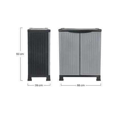 Armario de Resina Exterior Bajo con 1 Balda 92x68x39cm Thinia Home Armarios para Exterior 6