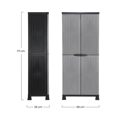 Armario de Resina Exterior con Escobero y 4 Baldas 171x68x39cm Thinia Home Armarios para Exterior 6