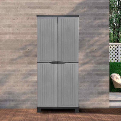 Armario de Resina Exterior con Escobero y 4 Baldas 171x68x39cm Thinia Home Armarios para Exterior 7