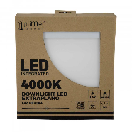 Downlight LED Ultraslim Cuadrado 22W 1900lm 22.5x22.5cm 4000K Blanco 25000H Primer Leader Downlight Superficie 7 Downlight LED Ultraslim Cuadrado 22W 1900lm 22.5x22.5cm 4000K Blanco 25000H Primer Leader Downlight Superficie 7