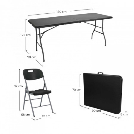 Conjunto Plegable Mesa 180cm y 6 Sillas con Asa Catering Thinia Home Conjuntos para Jardín 11 Conjunto Plegable Mesa 180cm y 6 Sillas con Asa Catering Thinia Home Conjuntos para Jardín 11